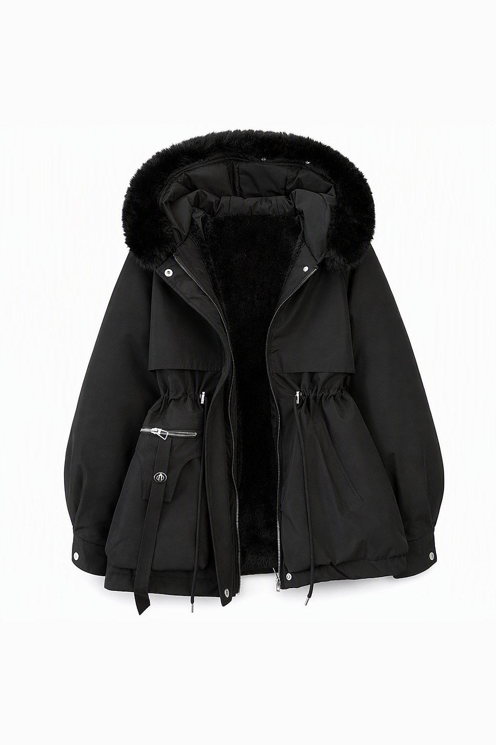 Fenna Winterparka in Zwart – productfoto met voering