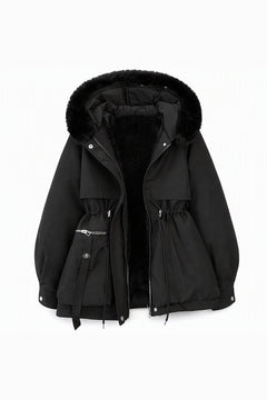 Fenna Winterparka in Zwart – productfoto met voering