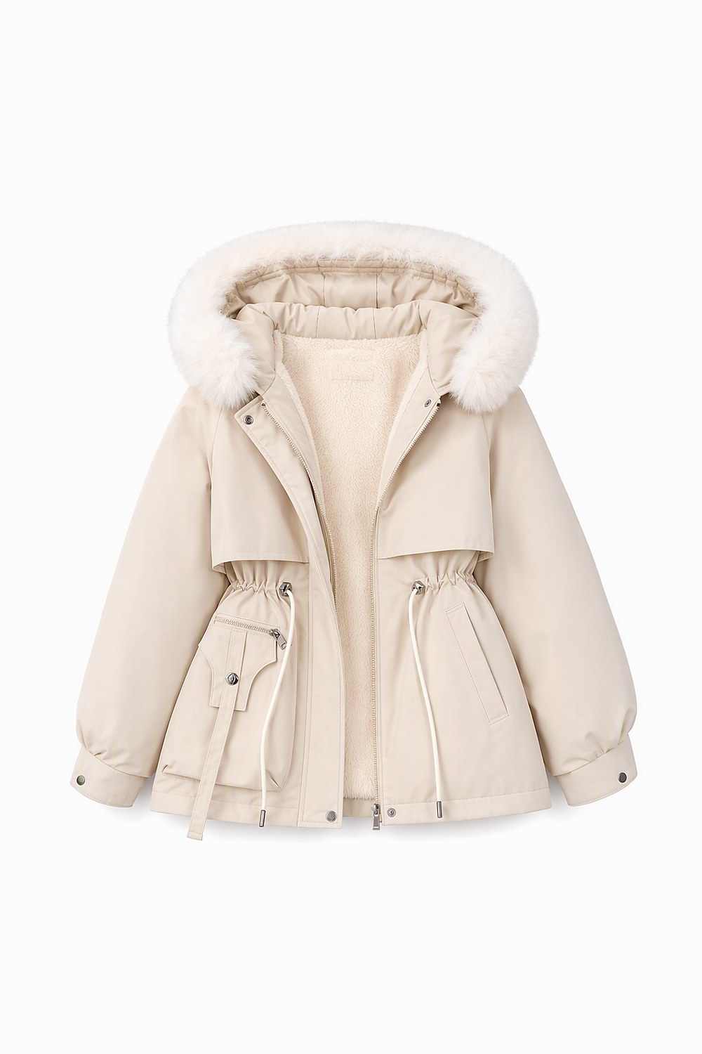 Fenna Winterparka in Ecru – productfoto met voering
