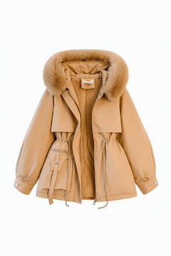 Fenna Winterparka in Camel – productfoto met voering