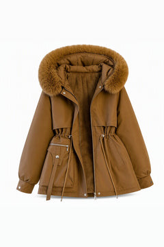 Fenna Winterparka in Bruin – productfoto met voering