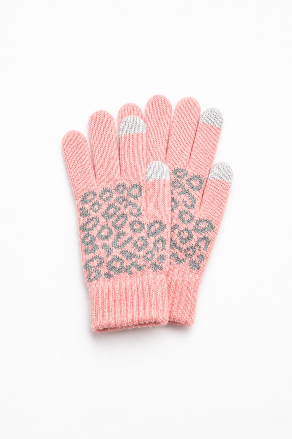 gebreide handschoenen met luipaardpatroon in roze