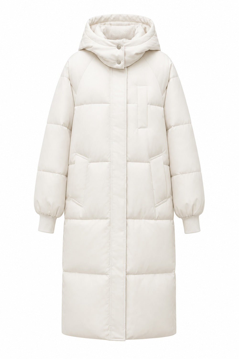 lange winterjas in crème, los