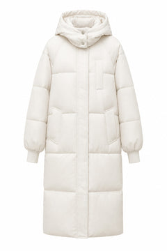 lange winterjas in crème, los