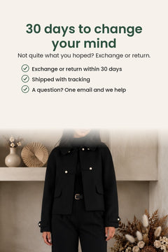 [en] Short cardigan with pearl buttons and wide collar – 30 days to change your mind
