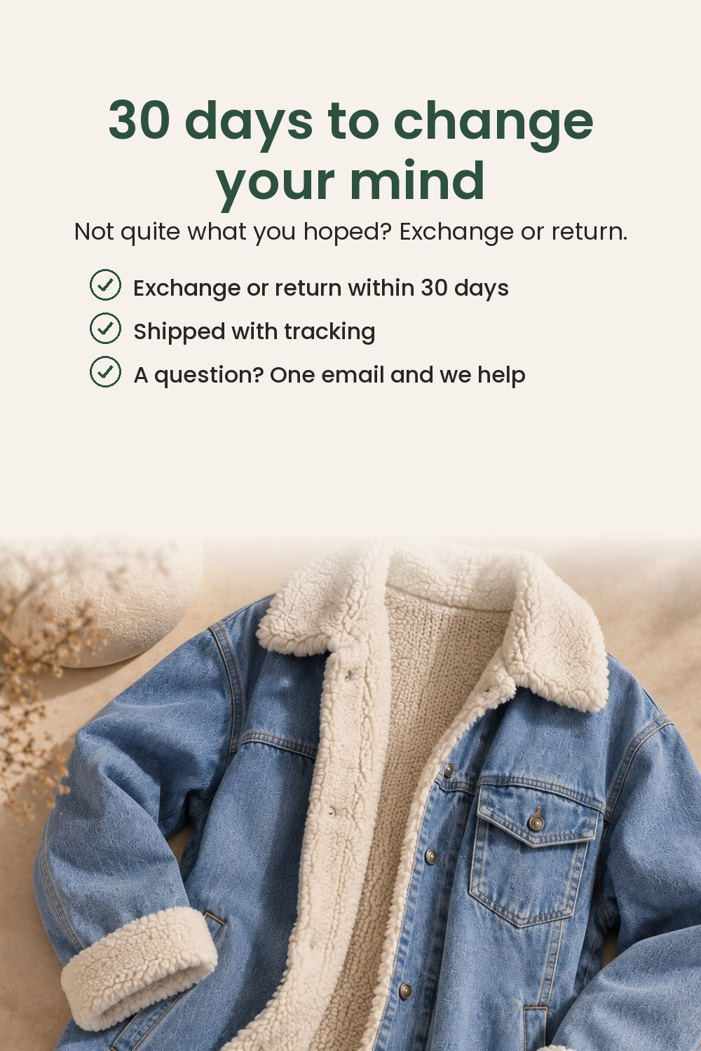 Long denim coat with teddy collar – 30 days to change your mind