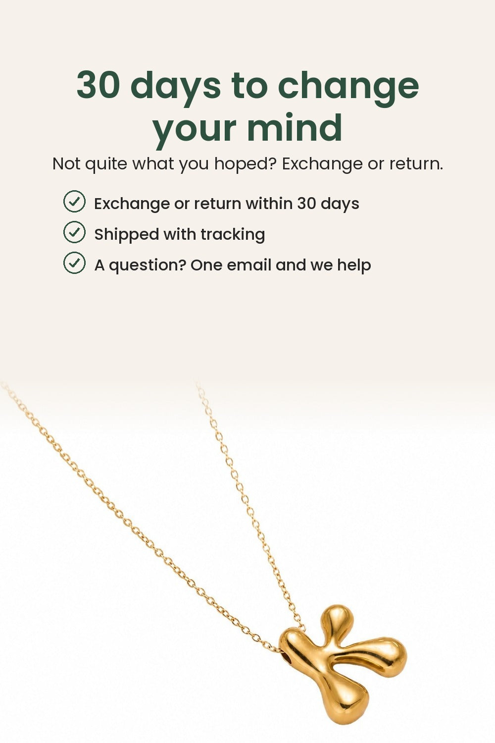 18K Gold-Plated Letter Necklace – 30 days to change your mind