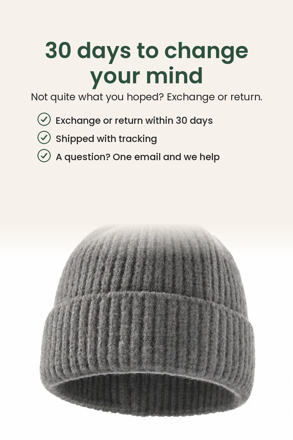 Plain Knitted Beanie – 30 days to change your mind