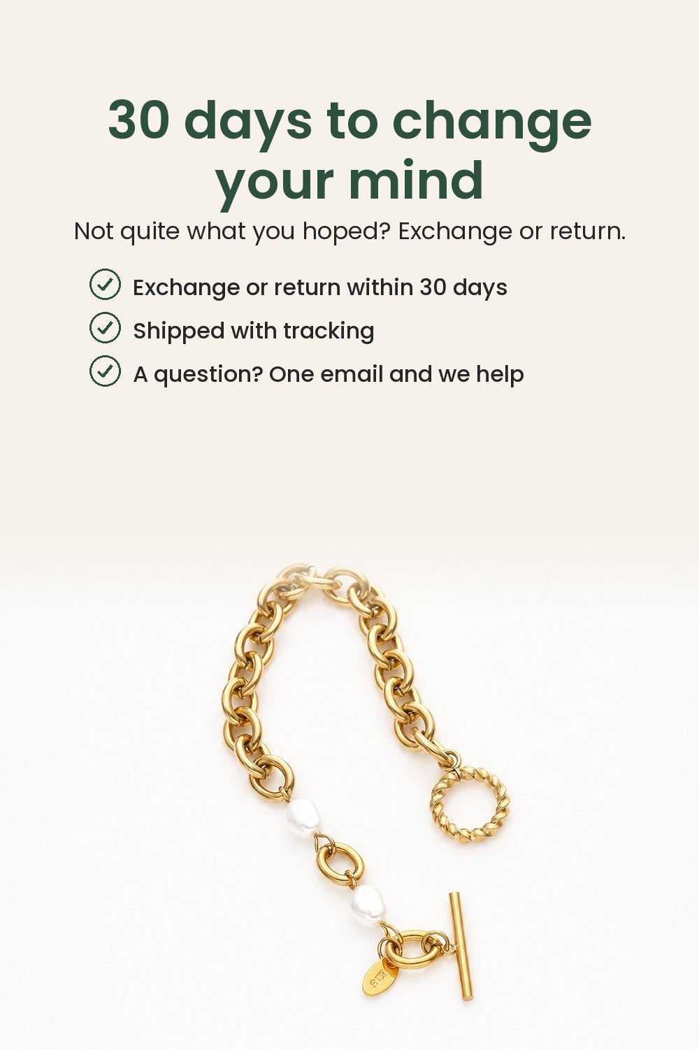 Pearl Link Bracelet with Toggle Clasp – 30 days to change your mind
