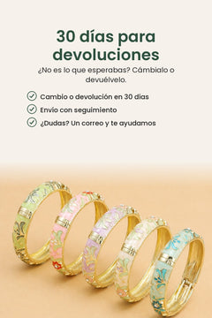 [es] Pulsera ancha con flores y hojas esmaltadas – 30 días para devoluciones