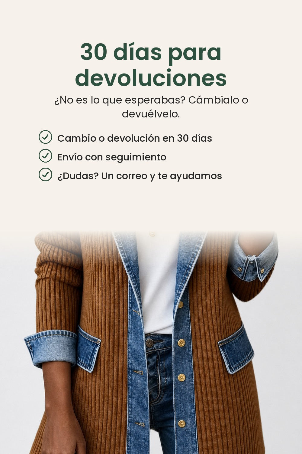 Chaqueta vaquera con paneles de punto acanalado – 30 días para devoluciones