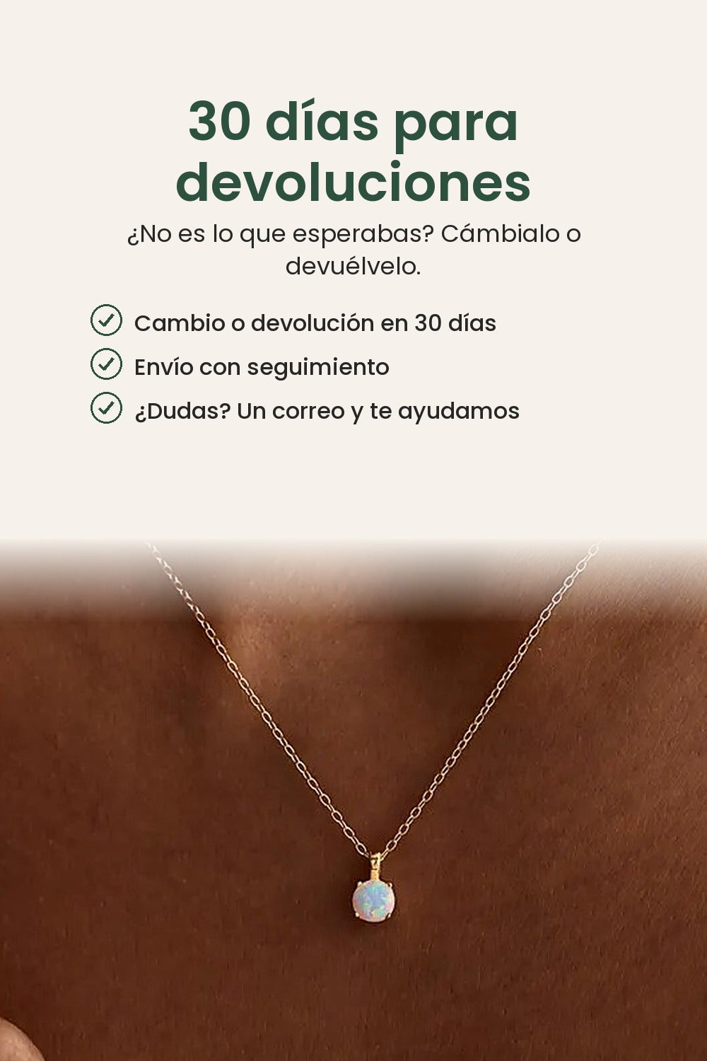Collar corto con piedrecita de ópalo – 30 días para devoluciones