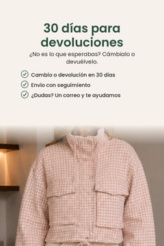 [es] Chaqueta corta de cuadros con cuello alzado – 30 días para devoluciones