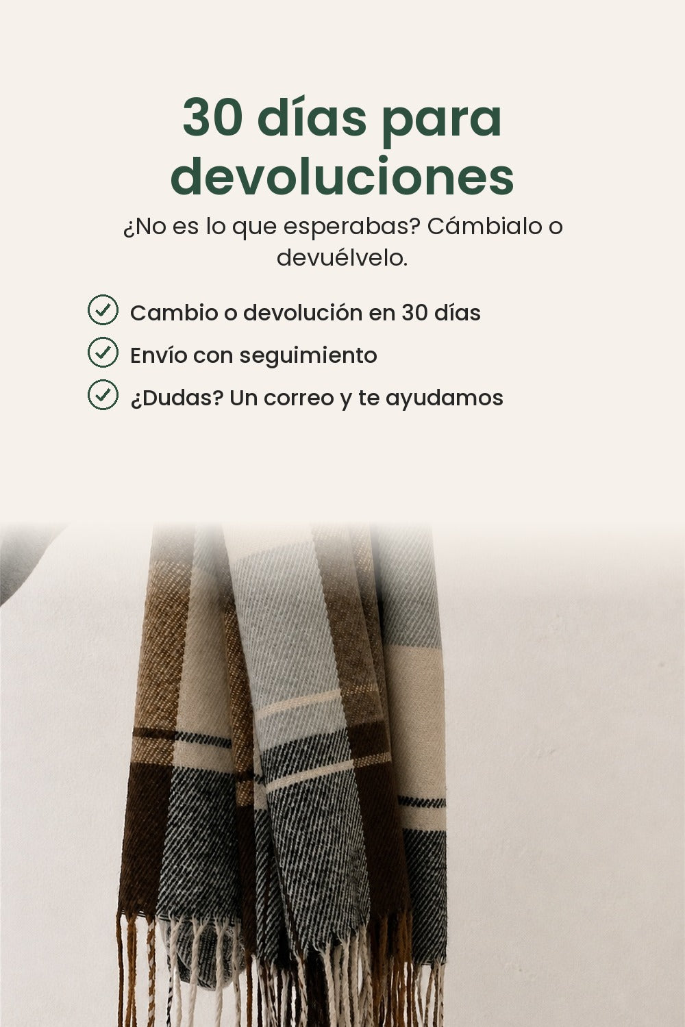 Bufanda de cuadros con flecos – 30 días para devoluciones