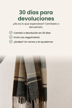 [es] Bufanda de cuadros con flecos – 30 días para devoluciones