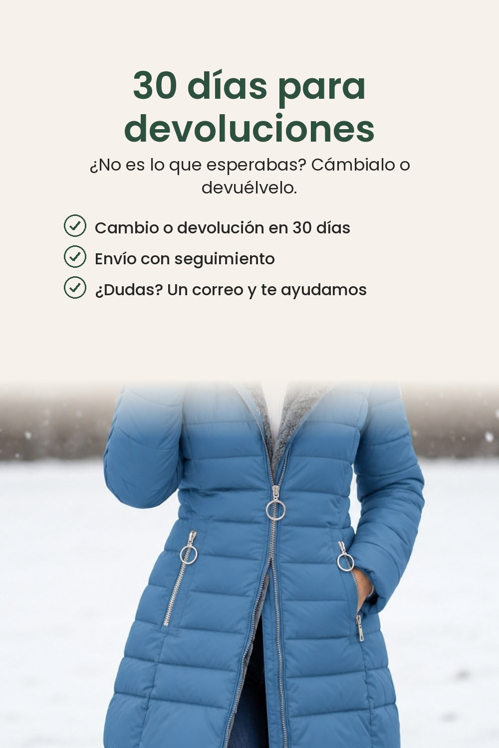 Abrigo de invierno largo acolchado con capucha de peluche – 30 días para devoluciones