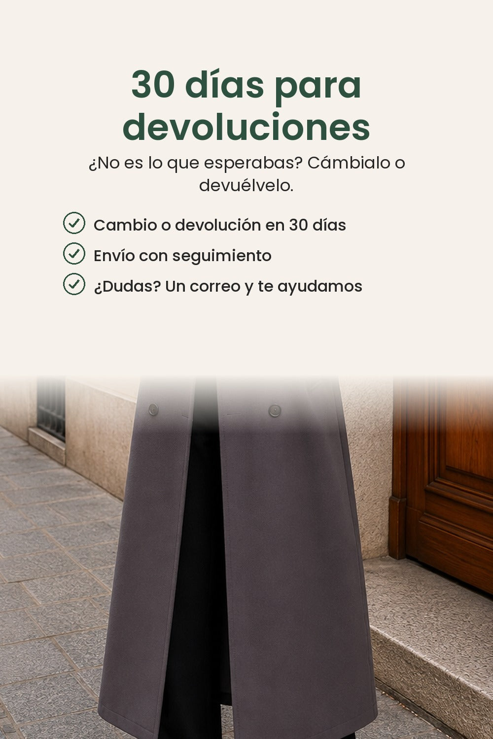 Abrigo clásico con cuello de solapa y doble botonadura – 30 días para devoluciones