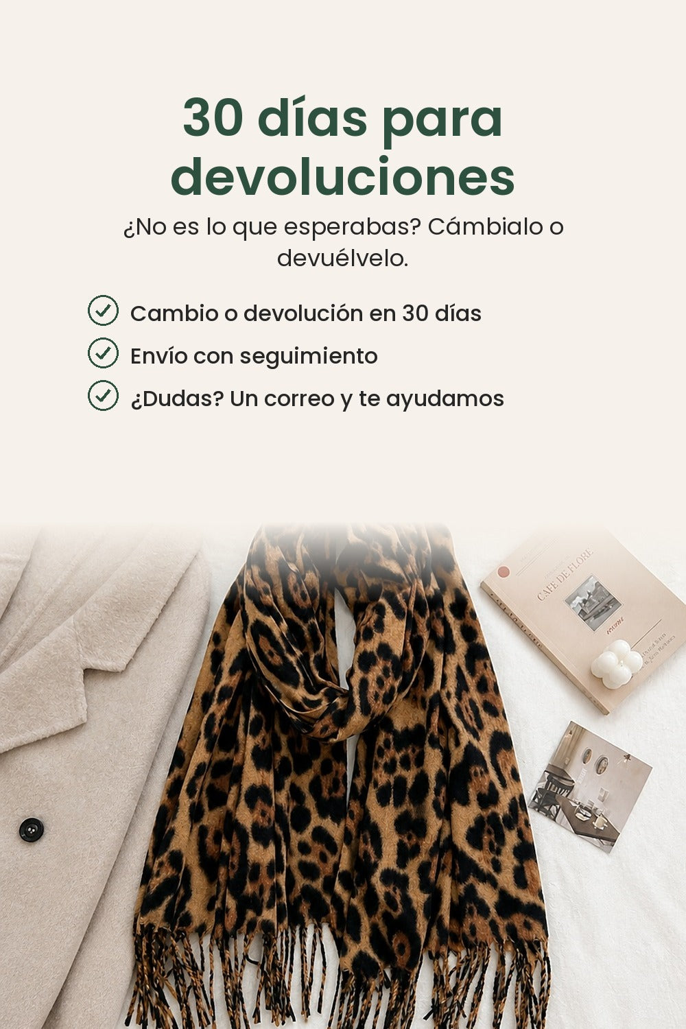Bufanda con estampado de leopardo – 30 días para devoluciones