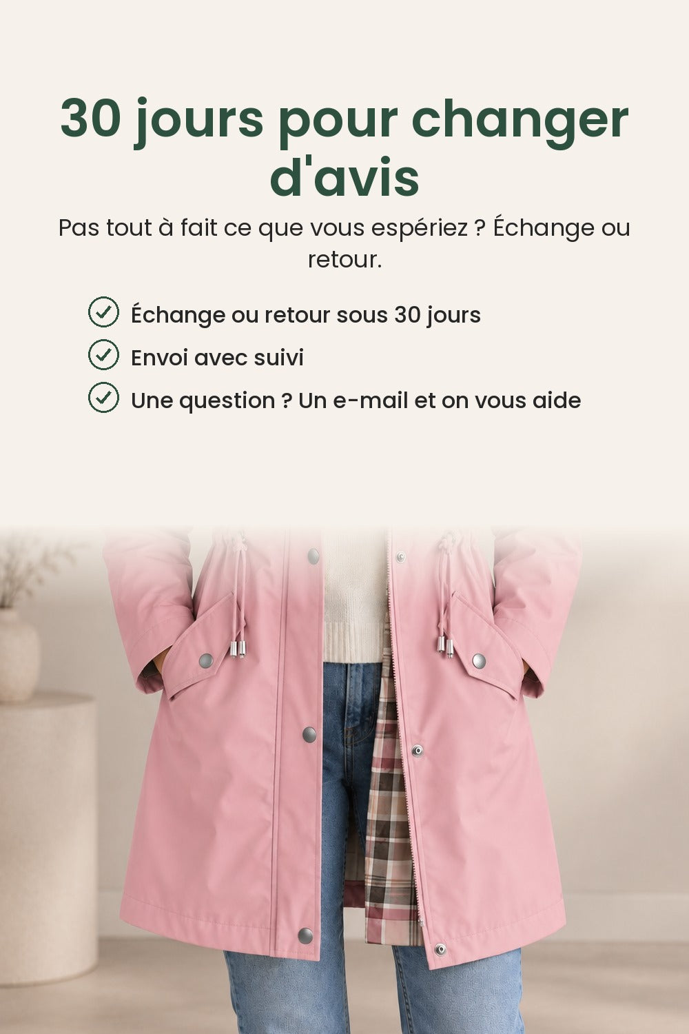 Manteau mi-long avec capuche et boutons-pression – 30 jours pour changer d&