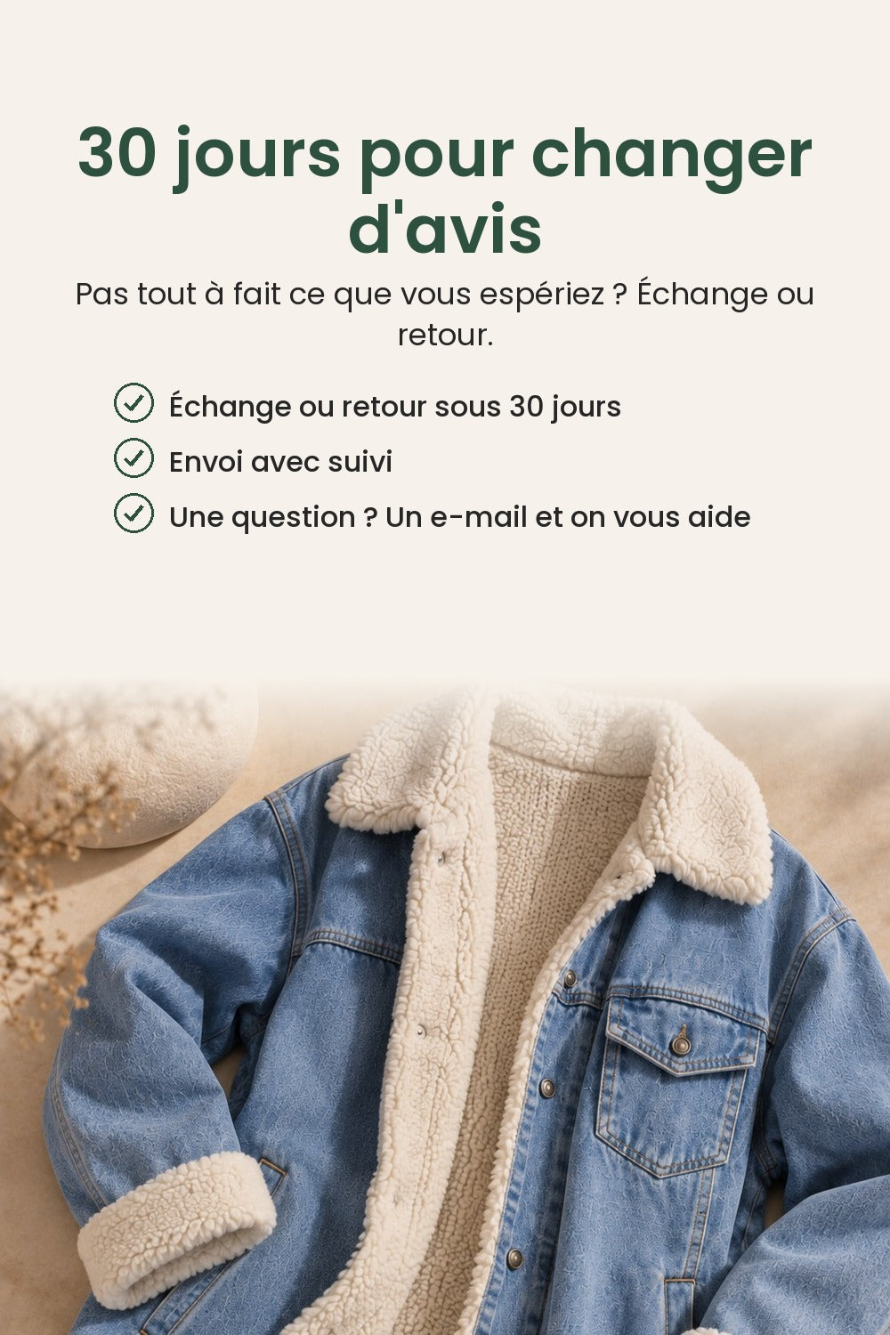 Longue veste en jean avec col en teddy – 30 jours pour changer d&