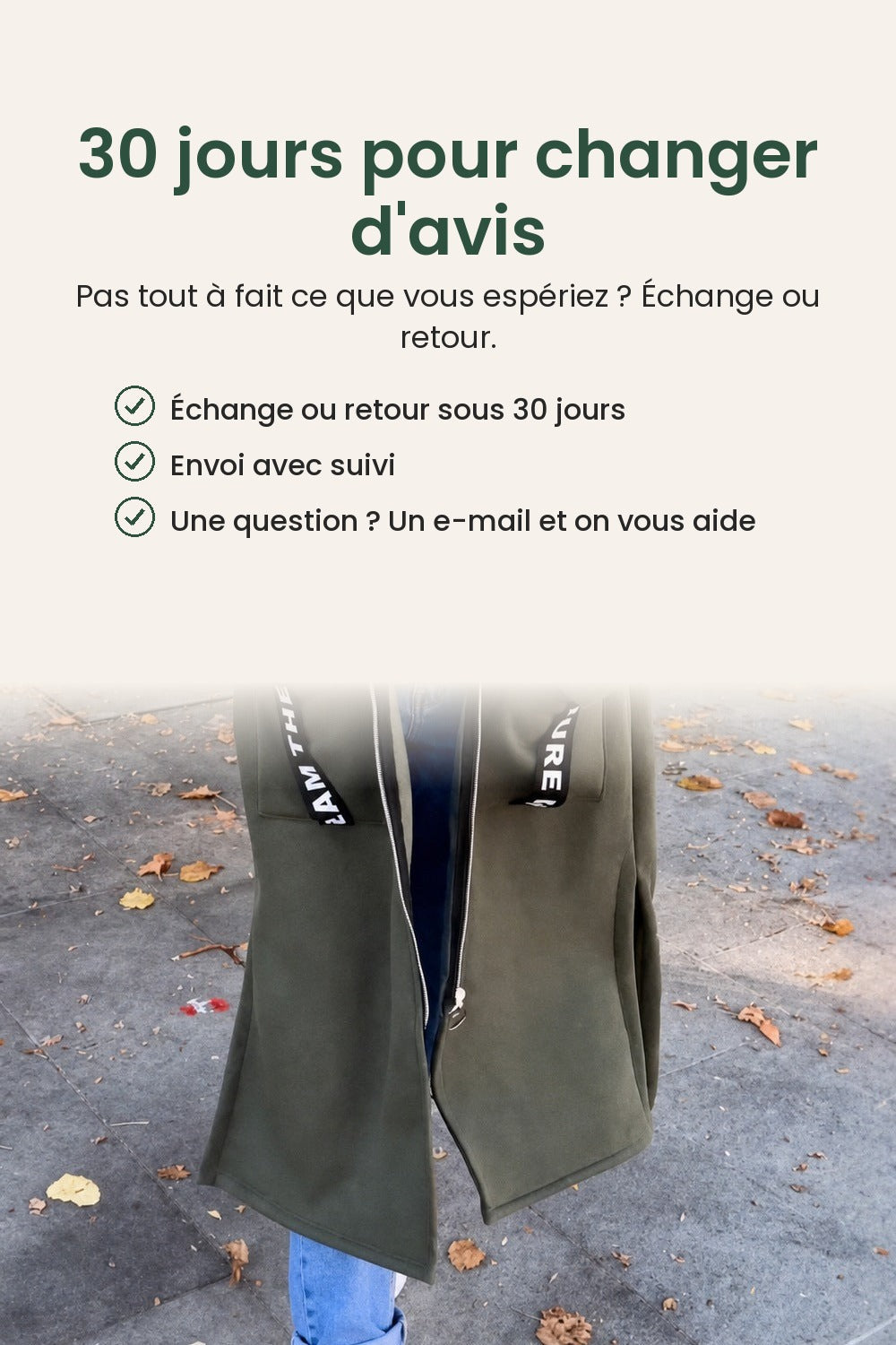 Long gilet avec capuche – 30 jours pour changer d&