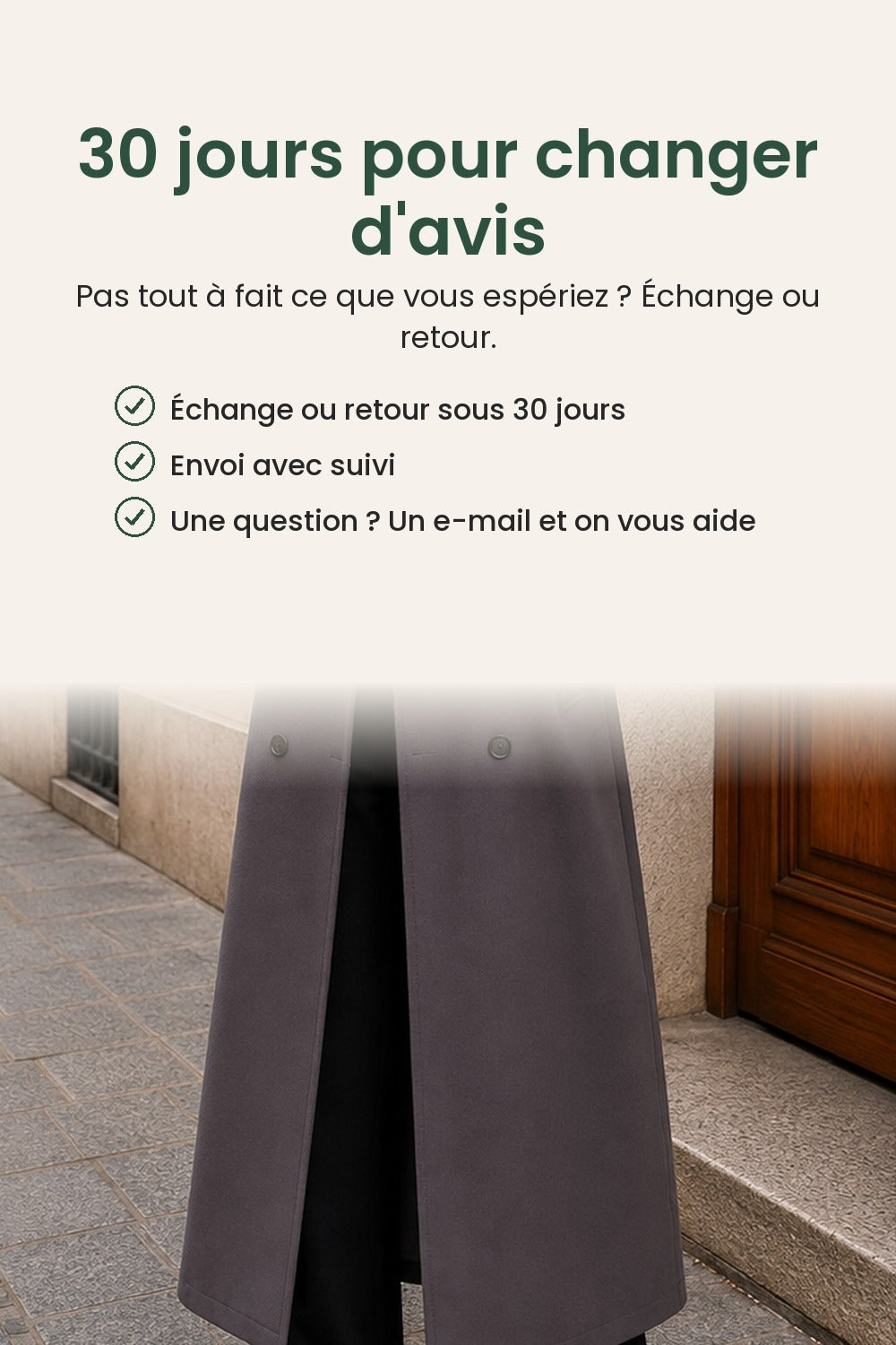 Manteau classique avec col à revers et double boutonnage – 30 jours pour changer d&