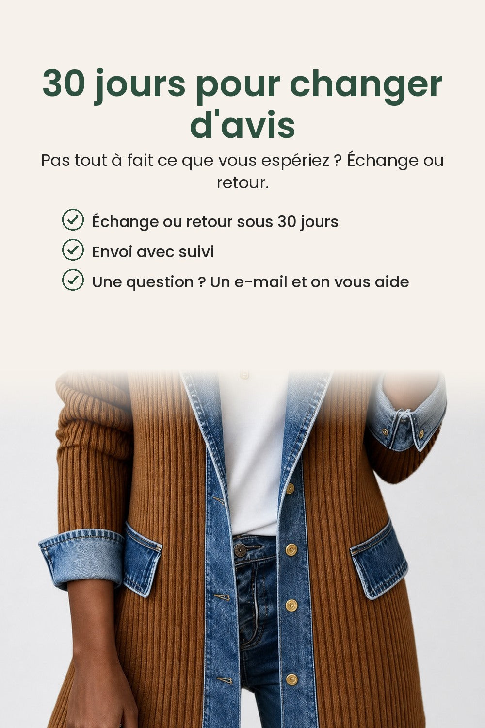 Veste en denim avec empiècements en maille côtelée – 30 jours pour changer d&