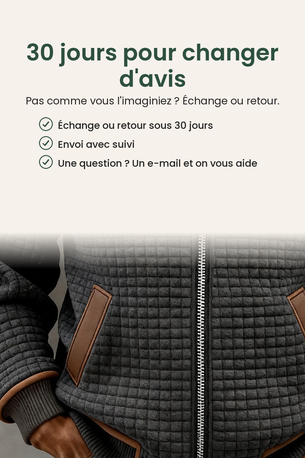 Manteau matelassé à capuche doublée sherpa – 30 jours pour changer d&