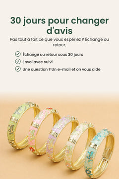 [fr] Bracelet large orné de fleurs et feuillages en émail – 30 jours pour changer d&