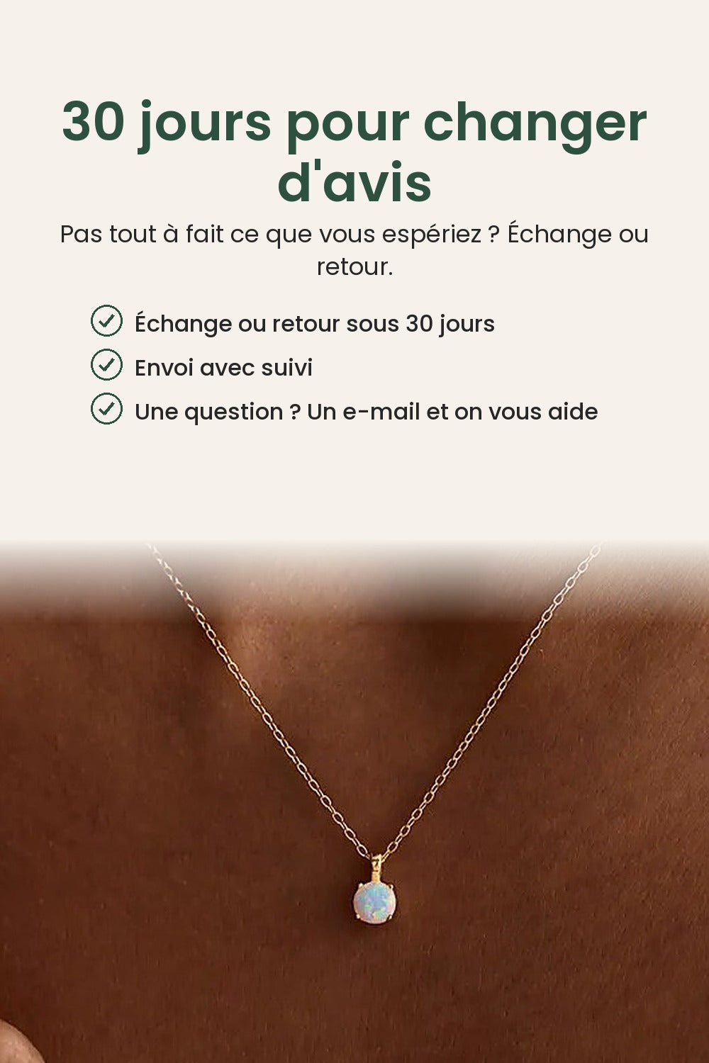 Collier court avec pierre d&