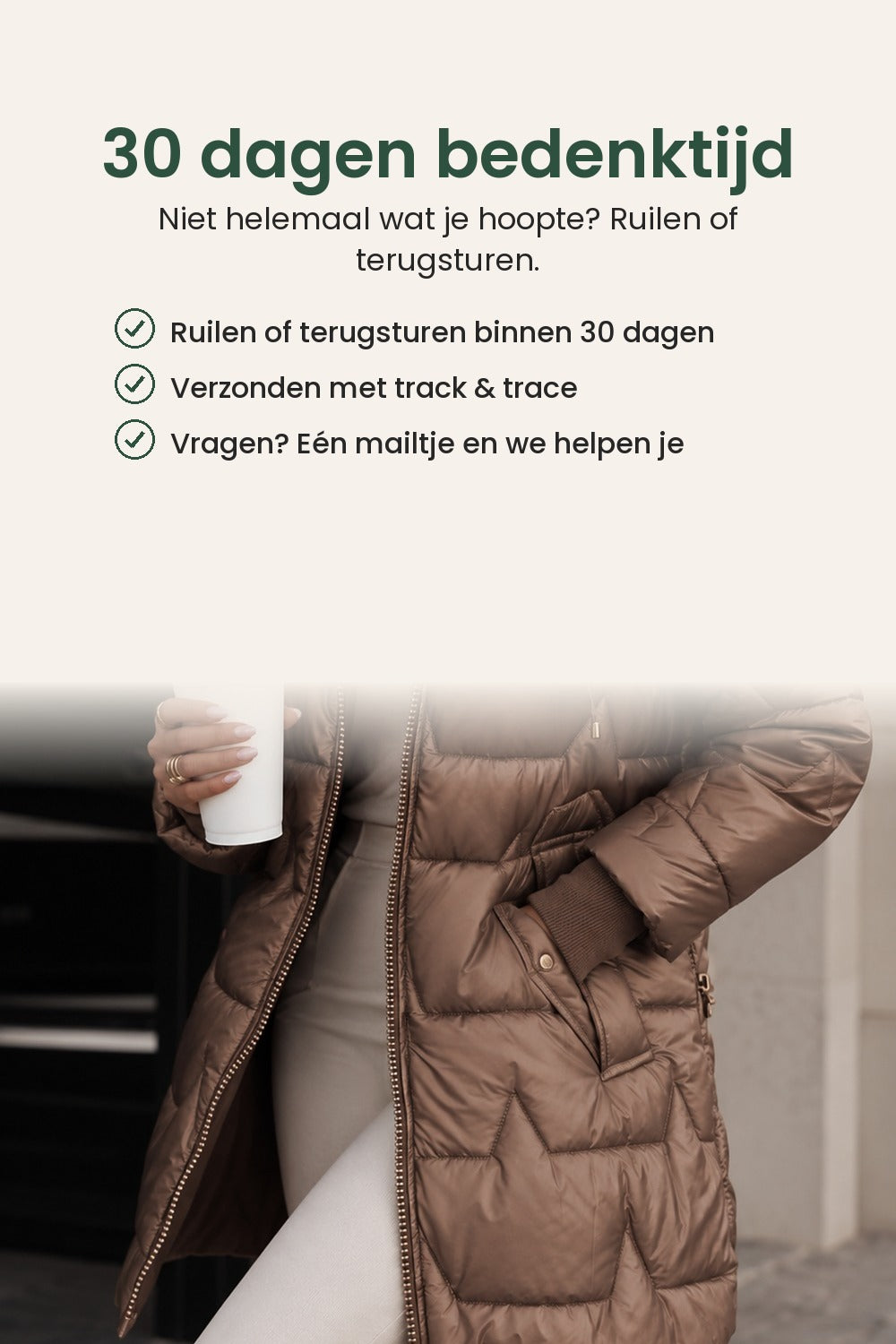 [nl] Gevoerde winterjas met verstelbare capuchon – 30 dagen bedenktijd