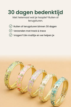 [nl] Brede armband met bloemen en blaadjes in emaille – 30 dagen bedenktijd