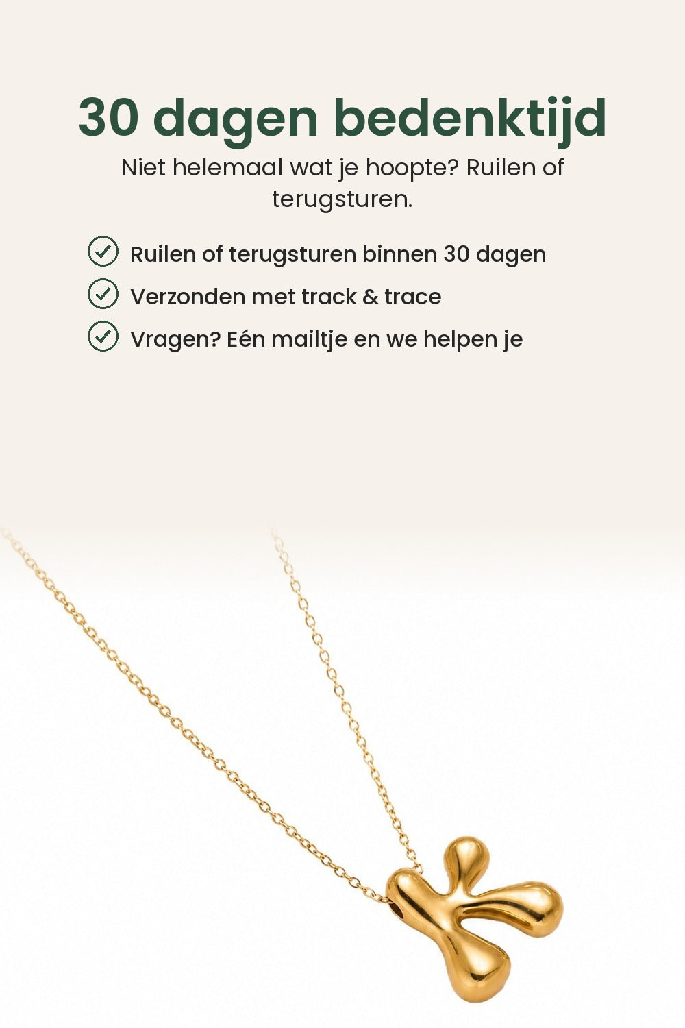 Letterketting met 18K-goudlaagje – 30 dagen bedenktijd