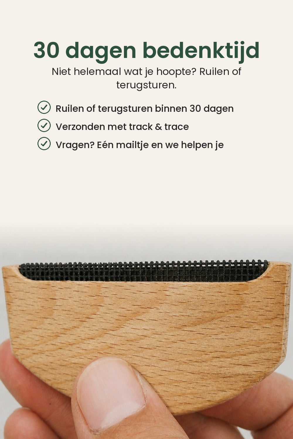 [nl] Houten pluizenkam voor truien en jassen – 30 dagen bedenktijd