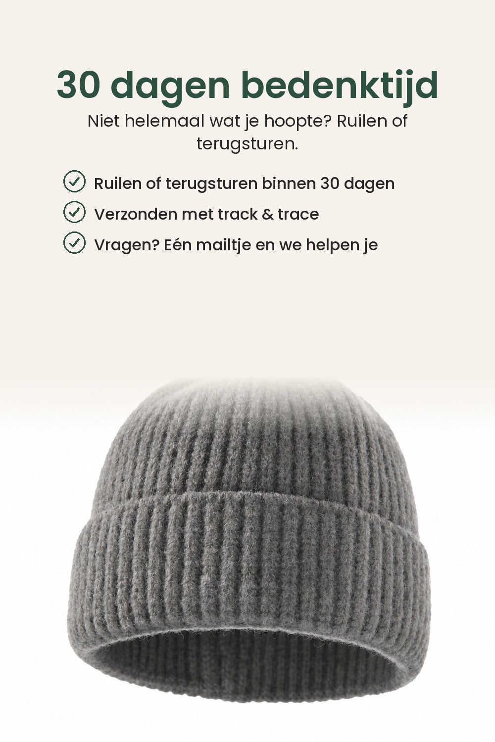 Effen gebreide muts – 30 dagen bedenktijd