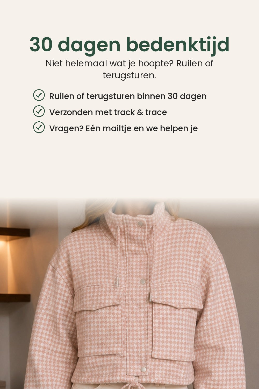 [nl] Kort geruit jasje met staande kraag – 30 dagen bedenktijd