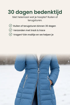 [nl] Lange gewatteerde winterjas – 30 dagen bedenktijd, ruilen of terugsturen