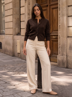 Vestje dames in het cognacbruin, wol-look polyester – foto 2 – Nora Janne