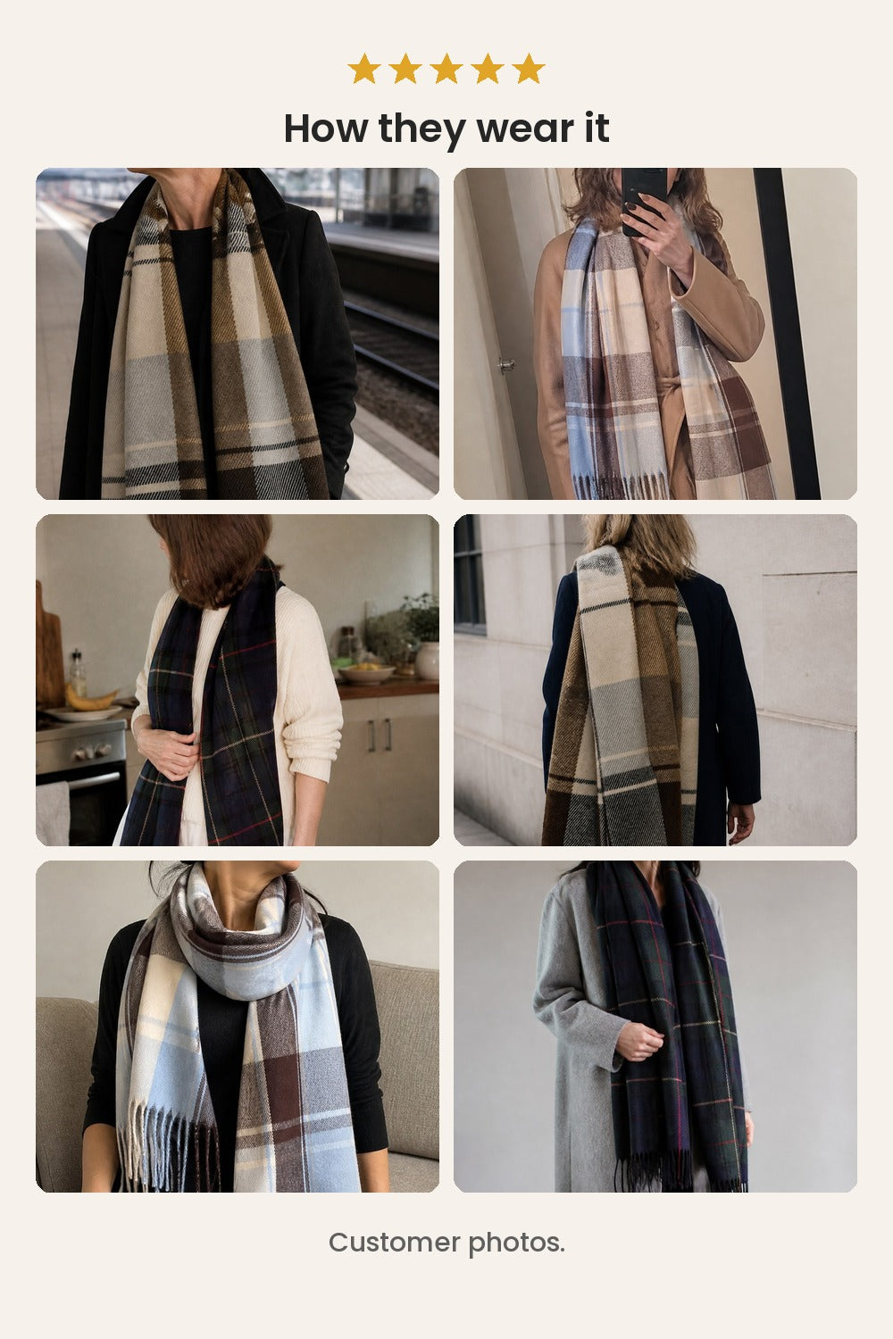 Checked Fringed Scarf – customer photos
