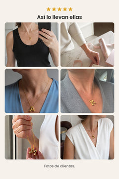[es] Collar de letra con baño de oro de 18K – fotos de clientas