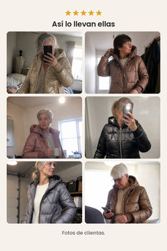 [es] Abrigo de invierno forrado con capucha ajustable – fotos de clientas