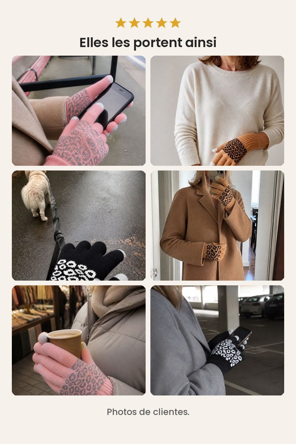 Gants jacquard compatibles écran tactile – photos de clientes