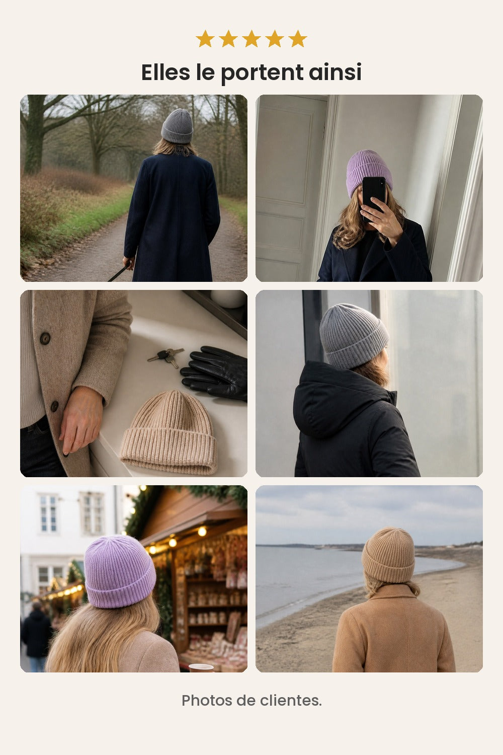 Bonnet en maille uni – photos de clientes