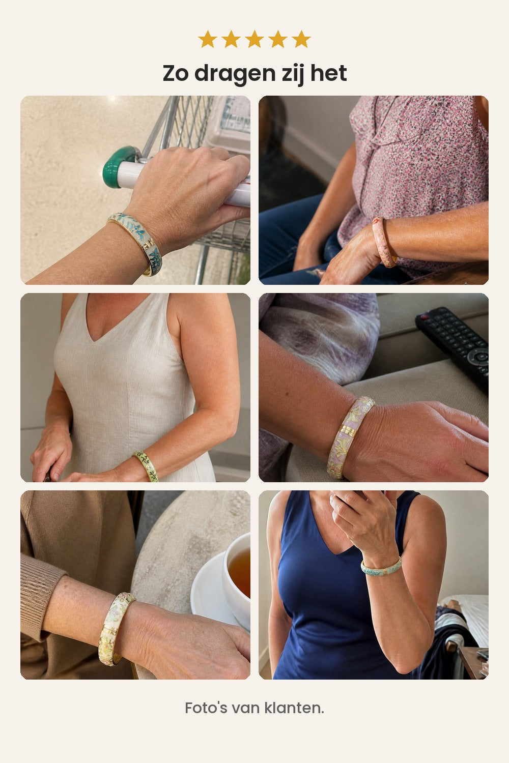 Brede armband met bloemen en blaadjes in emaille – foto&