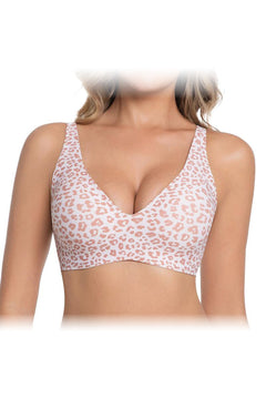 Marit Draadloze Push-up Bh in Roze luipaard – vooraanzicht