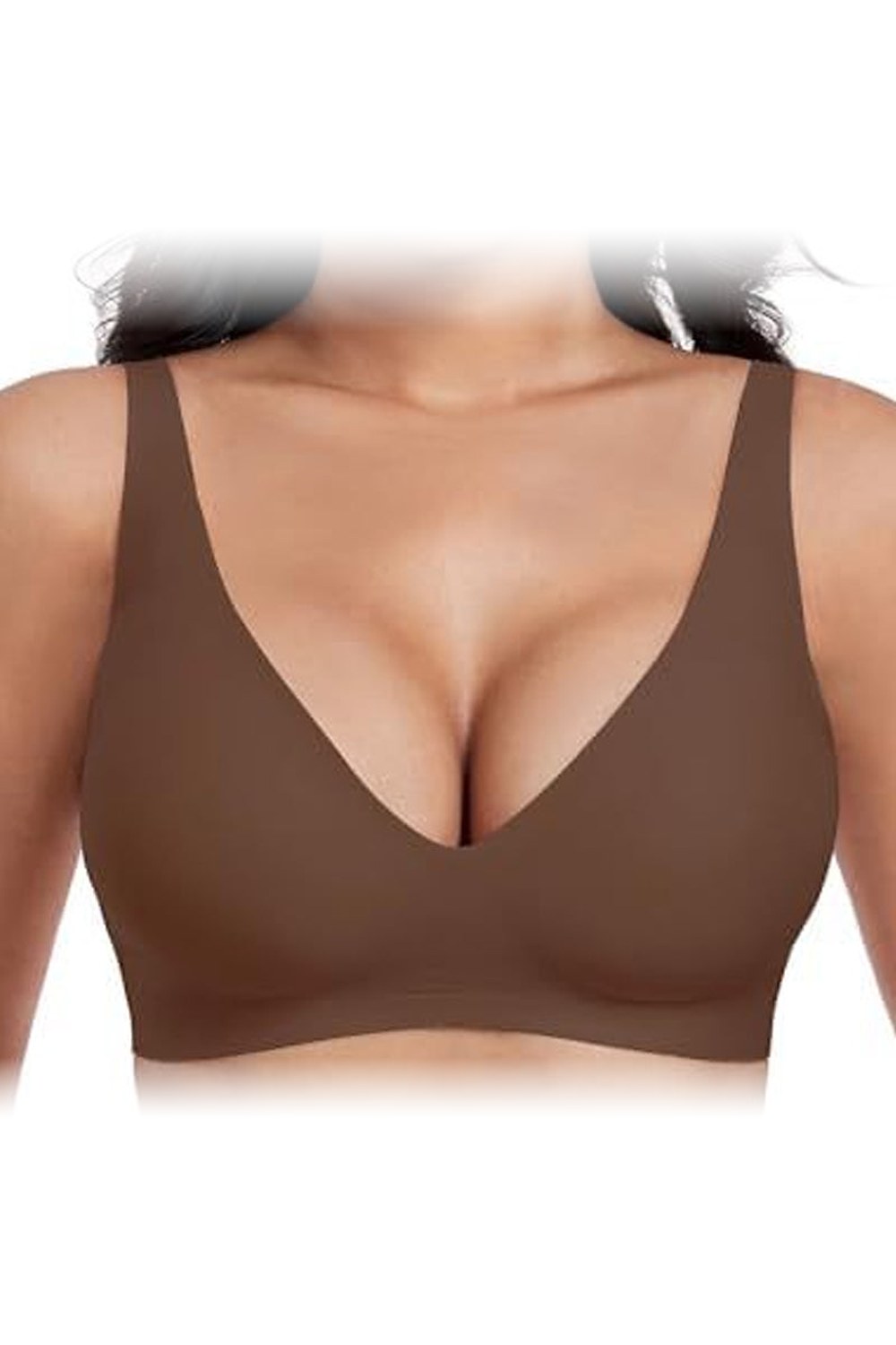 Marit Draadloze Push-up Bh in Bruin – vooraanzicht