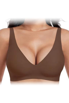 Marit Draadloze Push-up Bh in Bruin – vooraanzicht
