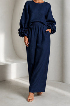 Maud Set met Rozenmouw in Marineblauw – vooraanzicht
