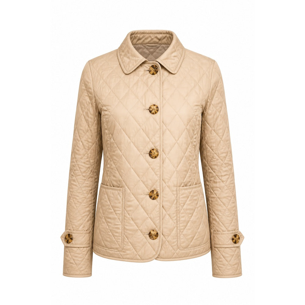 gewatteerd jasje in camel, los op wit