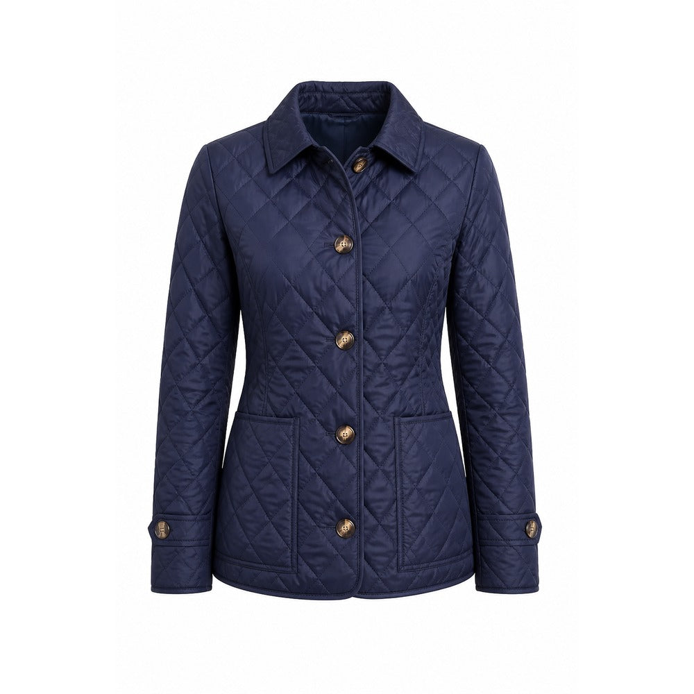 gewatteerd jasje in marineblauw, los op wit